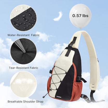 G4Free RFID 차단 슬링 백, 남성용, 여성용, 크로스바디 백, 하이킹 여행 - color: 베이지 & 블랙