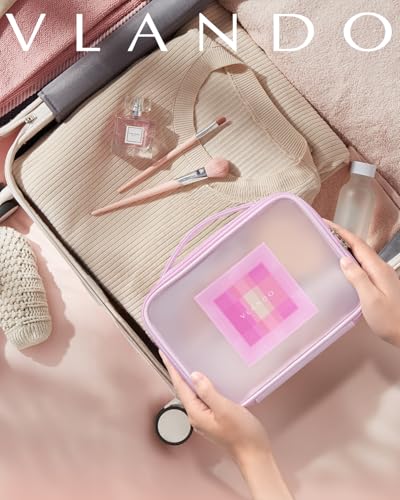 VLANDO Clear Travel Makeup Bag,Toiletry Bag for Women Girl,Pink - color: Large-Clear pink