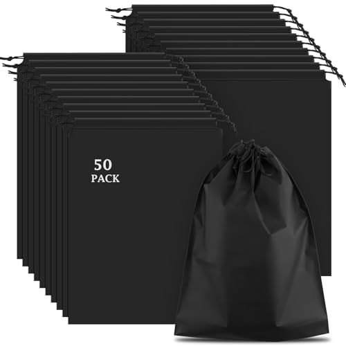 50 Pack Shoe Bags for Travel, Black Travel Shoe Bags for Packing Waterproof - color: Black