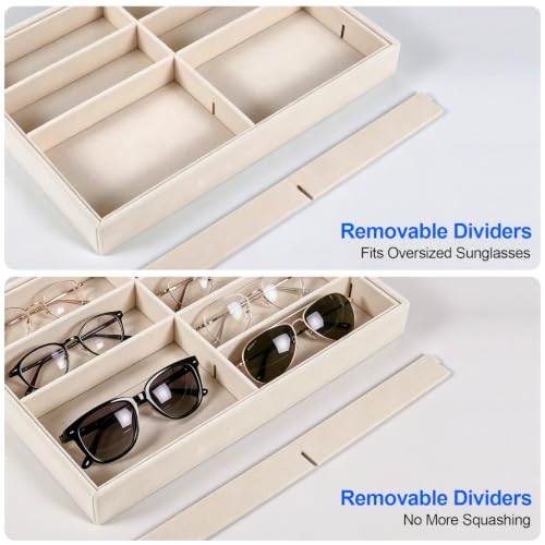 Velvet Sunglass Tray, Suitable For Dresser And Drawer, Beige - color: Beige