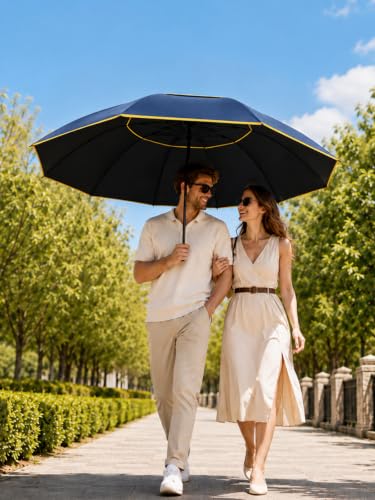 Kalolary 55/62 Inch Large Golf Umbrella UV Protection Compact Umbrella - color: Blue