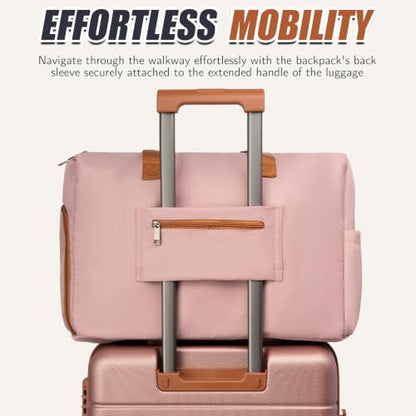 Cosbarn Luggage Sets 5 Piece, Hardshell Suitcase with Spinner Wheels - color: Rosegold