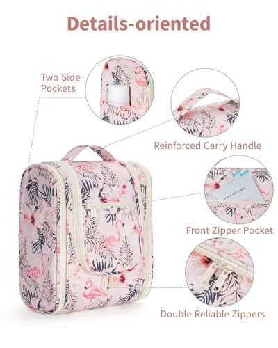 Narwey Hanging Travel Toiletry Bag for Women, Cosmetic Makeup Bag - color: B-Beige Bird, size: Medium