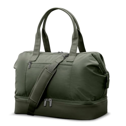 Samsonite Better Than Basics Weekender Duffle – Drop Bottom Travel Bag with 14” Laptop Compartment, SmartSleeve™ Trolley Strap, Adjustable Shoulder Strap, Durable RPET Lining, OLIVE - color: Olive
