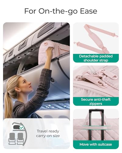 BAGSMART Garment Duffel Bag, Convertible 2-in-1 Puffy Water-Resistant Carry-On with Shoe Compartment (A-Dark Pink) - color: A-Dark Pink