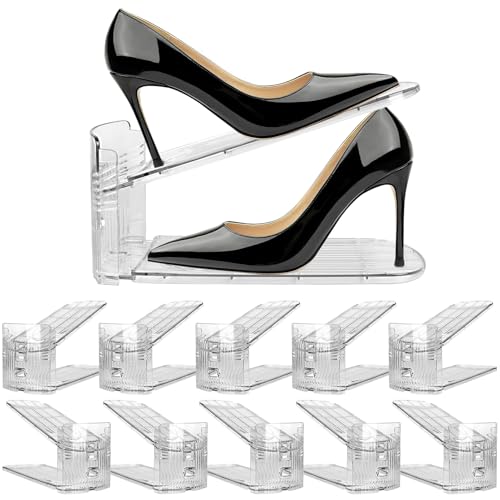NVGSN 10Pack Clear Shoe Slot Organizer,Shoe Stacker,Storage Space Saver 50% - color: 10 pack