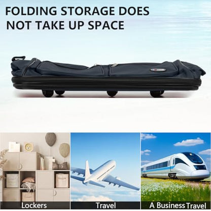 36'' Expandable Rolling Duffel Bag Suitcases w/Wheels,Foldable Luggage Bag - color: Navy, size: 36"