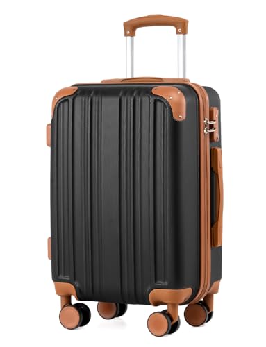 Coolife Luggage, Lightweight and Durable Hardshell, 20 in, apricot black - color: apricot black, size: S(20in)_carry on