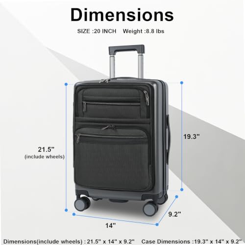 VANKEAN 20 Inch Expandable Hardshell Spinner TSA USB Port Carry-On Approved - color: STEEL GREY