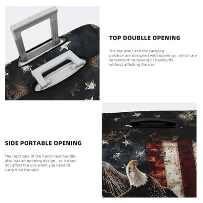 Travel Luggage Cover Bald Eagle with Flag, High Elasticity Washable Travel Baggage Protector Case Fits 22-24 in - color: Bald Eagle with Flag, size: 22-24 in