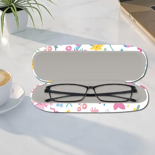 CREATCABIN Cute Eyeglasses Case Hard Shell PU Leather Glasses Case Portable Sunglasses Holder Spectacle Storage Protective Co - style: Colorful Flowers