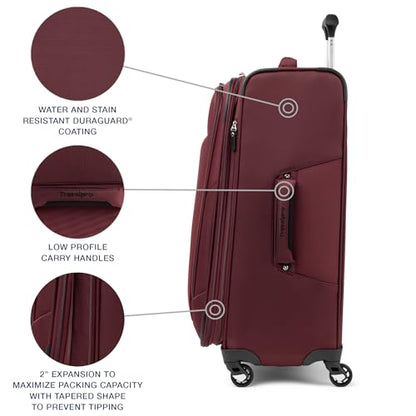 Travelpro Maxlite 5 Softside Checked Luggage Spinner, Red, 25-Inch - color: Burgundy, size: Checked-Medium 25-Inch