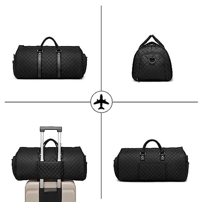 seyfocnia Convertible Carry on Garment Bag for Women, Garment Bags for Travel with Shoe Pouch 2 in 1 Hanging Suitcase Suit Bag for Women Travel Duffle Bag Garment Bag - color: A2-Black