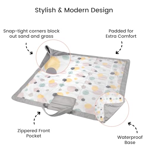 Lulyboo Waterproof Outdoor Blanket with Smart-Edge Snapping Corners, 60x60 Inch Picnic & Beach Blanket, Machine Washable, Foldable with Carrying Bag & Adjustable Strap, Sand & Grass Resistant