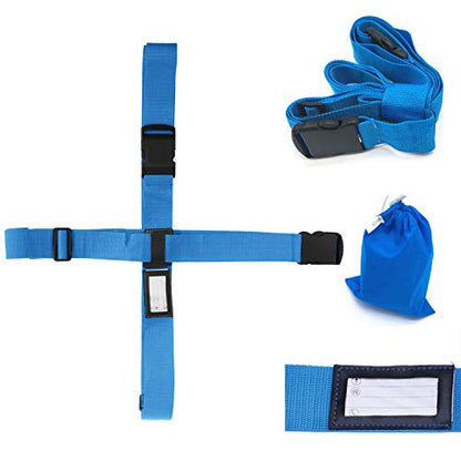 Adjustable Luggage Strap Suitcase Baggage Packing Belt Travel Accessories Long Cross Strap (Blue) - color: Blue