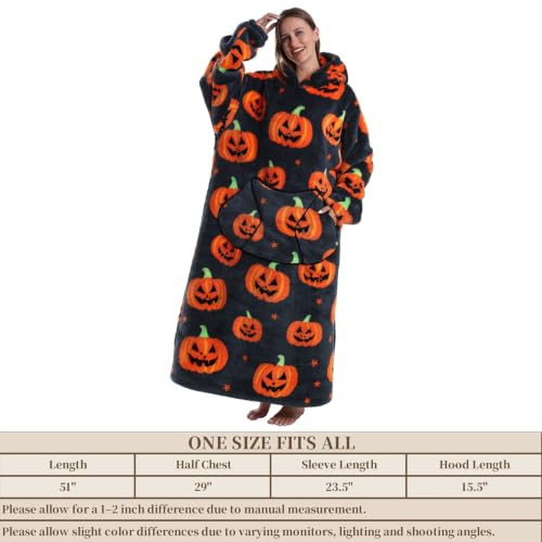 Moinlizy Oversized Wearable Blanket Hoodie for Women Men - color: Grey Pumpkin
