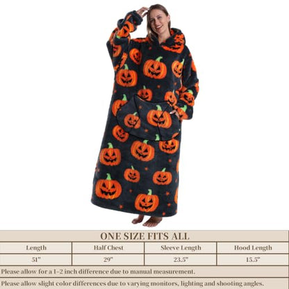 Moinlizy Oversized Wearable Blanket Hoodie for Women Men - color: Grey Pumpkin