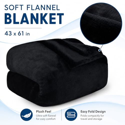 Nerien Blanket Pillow for Airplane Travel Essentials -3 in 1 Plane Travel Set Black - color: Black