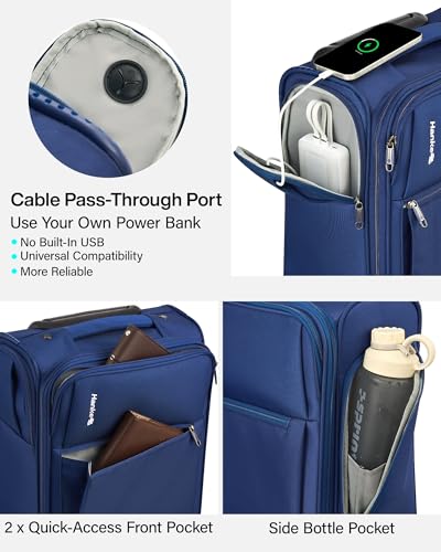 Hanke Underseat Carry On Luggage with Wheels, 17 Inch Rolling Bag, Blue - color: Blue, size: 17 Inch Underseat Plus