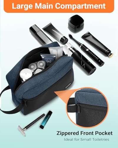 Elviros Hanging Toiletry Bag for Men, Travel Dopp Kit, Small, Blue & Black - color: Blue&Black, size: Small