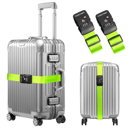Travel Inspira 2 Pack Luggage Straps for Suitcases with TSA Lock - color: Apple Green