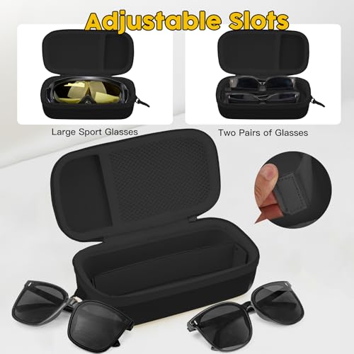 Double Eyeglasses Case, Hard Shell Glasses Case for Men Women - color: Black