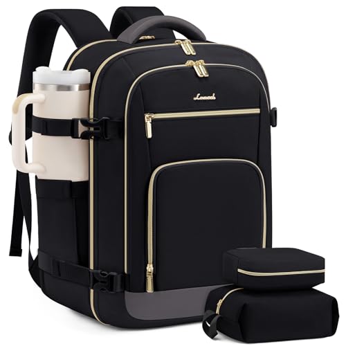 LOVEVOOK Carry On Travel Backpack For Women Men Flight Approved, 40L Personal Item Backpack for Airplanes, Business Weekender Overnight Daypack Fits 17 Inch Laptop, with 2 Packing Cubes, Black Grey - color: Black-grey, size: 40l-17.3 Inch-3pcs Standard