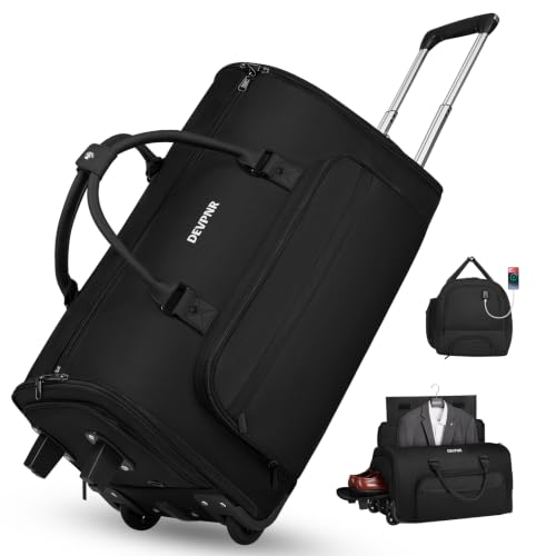 DEVPNR Rolling Garment Bags for Travel 59L, Black - color: Black