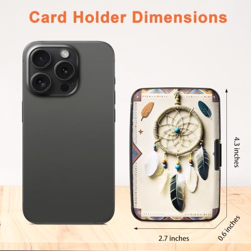 Mayski Credit Card Holder for Women RFID Blocking Wallet, Boho Feathers - color: Boho Feathers