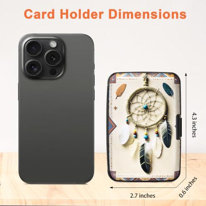 Mayski Credit Card Holder for Women RFID Blocking Wallet, Boho Feathers - color: Boho Feathers