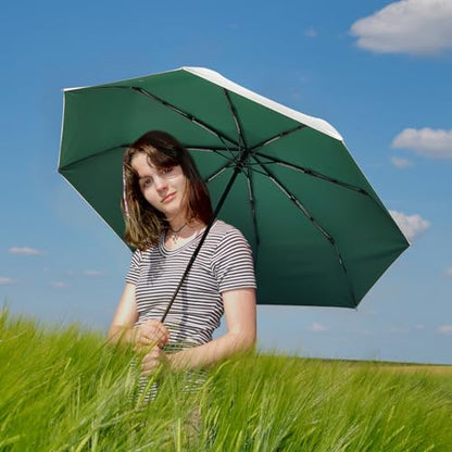 G4Free UPF 50+ UV Protection Travel Umbrella 42/46 Inch Auto Open Close - color: Dark Green/Silver, size: 46 inch