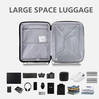 Carry On Luggage, Expandable Checked Luggage, 28 Inch PC Hardside Durable Suitcases with Spinner Wheels & TSA Lock, Green - color: Green, size: 28