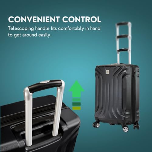 Skyway Nimbus 4.0 Expandable, Durable Hardside, 4 Wheel Spinner, Lightweight Suitcase, Unisex, Stylish, Black, Carry-On 20-Inch - color: Black, size: Carry-On 20-Inch