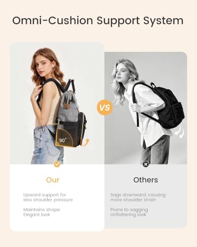 LOVEVOOK Laptop Backpack Women Quilted Teacher Nurse Work Backpack Purse - color: Black Gray, size: 15.6 inch-Cup