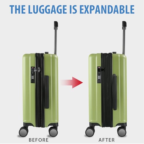 KROSER Carry On Luggage Suitcase Rolling Luggage, Carry-On 20-Inch, Green - color: Green