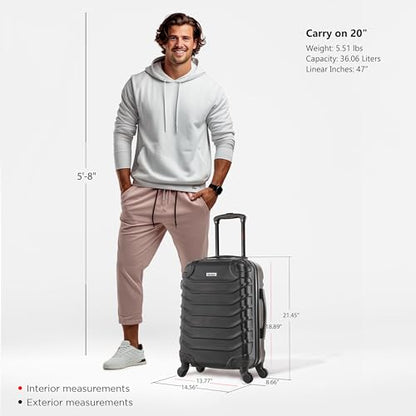 InUSA ENDURANCE Luggage with Spinner Wheels | Durable Lightweight Hardshell Suitcase, Spacious Travel Bag with Handle and Trolley | 20-Inch Carry On Small Luggage | Black - color: Black, size: 20 Inch