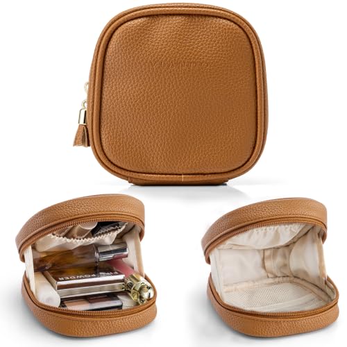 VLANDO Makeup Bag for Purse,Toiletry Pouch with Inner Pockets,Coconut Brown - color: Mini-Lychee Brown