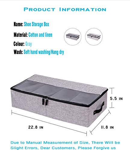 AARAINBOW 2 Packs Foldable Under Bed Shoes Organizer with Lids, Underbed Clothes Storage Container with Divider, UnderBed Storage Bins Box with Clear Window (Gray+Coffee) - color: Coffee,Gray