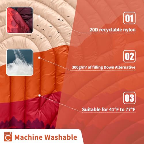Puffy Camping Blanket,Mini Camp Blanket Outdoor Camping Quilt Waterproof - color: Dusk, size: 39x55"