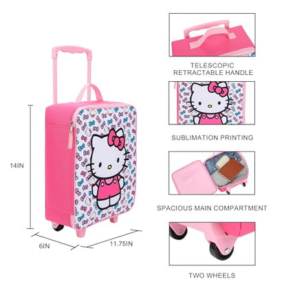 Bioworld Hello Kitty Bows 14" Youth Pink Soft Sided Luggage - color: Hello Kitty Bows Pink