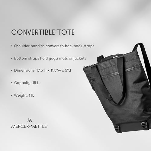 Mercer+Mettle Convertible Tote | Convertible Tote Backpack for Work & Travel, Durable Construction, Padded Laptop Sleeve