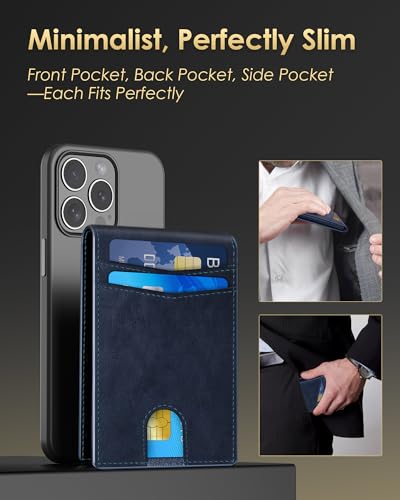 QLD Wallet for Men - RFID Blocking [Functional & Practical] Bifold Slim Minimalist Credit Card Holder Pop Up Metal Case with Cash Slot, Front Pocket with ID Window, Gift Boxed - color: Navy