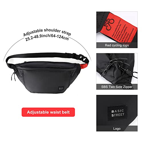 X-Large Crossbody Fanny Pack for Women Men,Waterproof Waist Bag Pack - color: Black, size: X-Large
