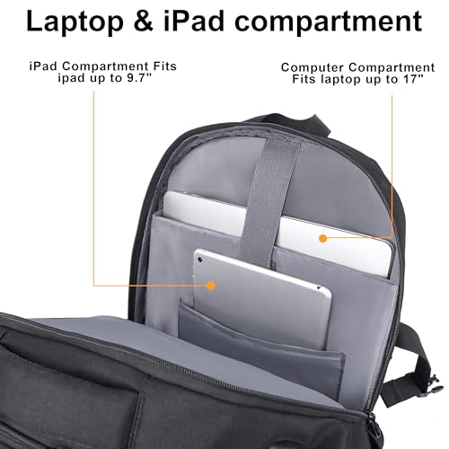 MOZETO 17 Inch Laptop Backpack, Large Tactical Inspired Travel Bag - color: Black