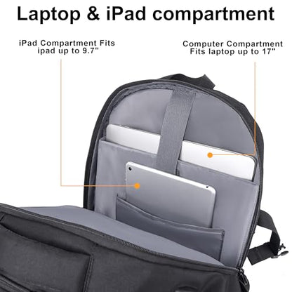 MOZETO 17 Inch Laptop Backpack, Large Tactical Inspired Travel Bag - color: Black