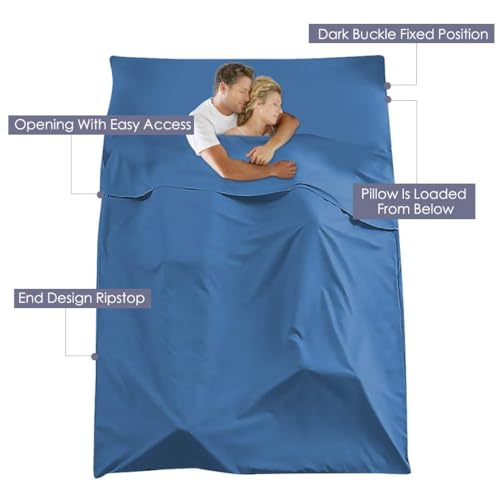 Sleeping Bag Liner, Camping Travel Home Bed Sheet Compact Sacks - color: Blue, size: 45.3 * 82.7"