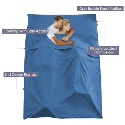 Sleeping Bag Liner, Camping Travel Home Bed Sheet Compact Sacks - color: Blue, size: 45.3 * 82.7"