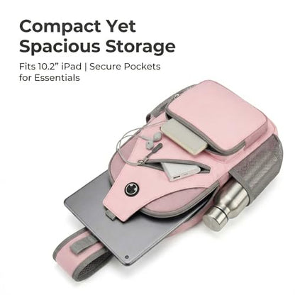 Javolto Crossbody Sling Bag,Small Backpack Men,Hands-Free Shoulder Daypack - color: Pink