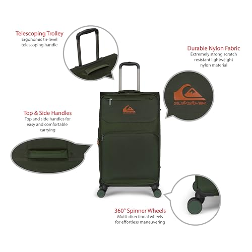 Quiksilver Buxton Suitcases Softside Expandable Luggage with Spinner Wheels, Large 3-Piece Set (20/26/30) (Green) - color: Green