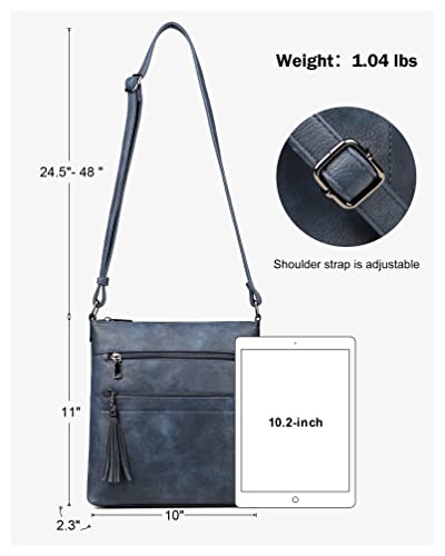 MASINTOR Crossbody Purses for Women, Multi Pocket Crossbody Bag - color: Blue Gray
